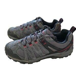 Merrell Alverstone Mens Hiking Shoes Grey Black Red J135485 Size 11.5 Low Top
